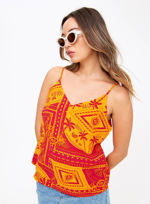 Orange Printed Crinkle Cami Top 12